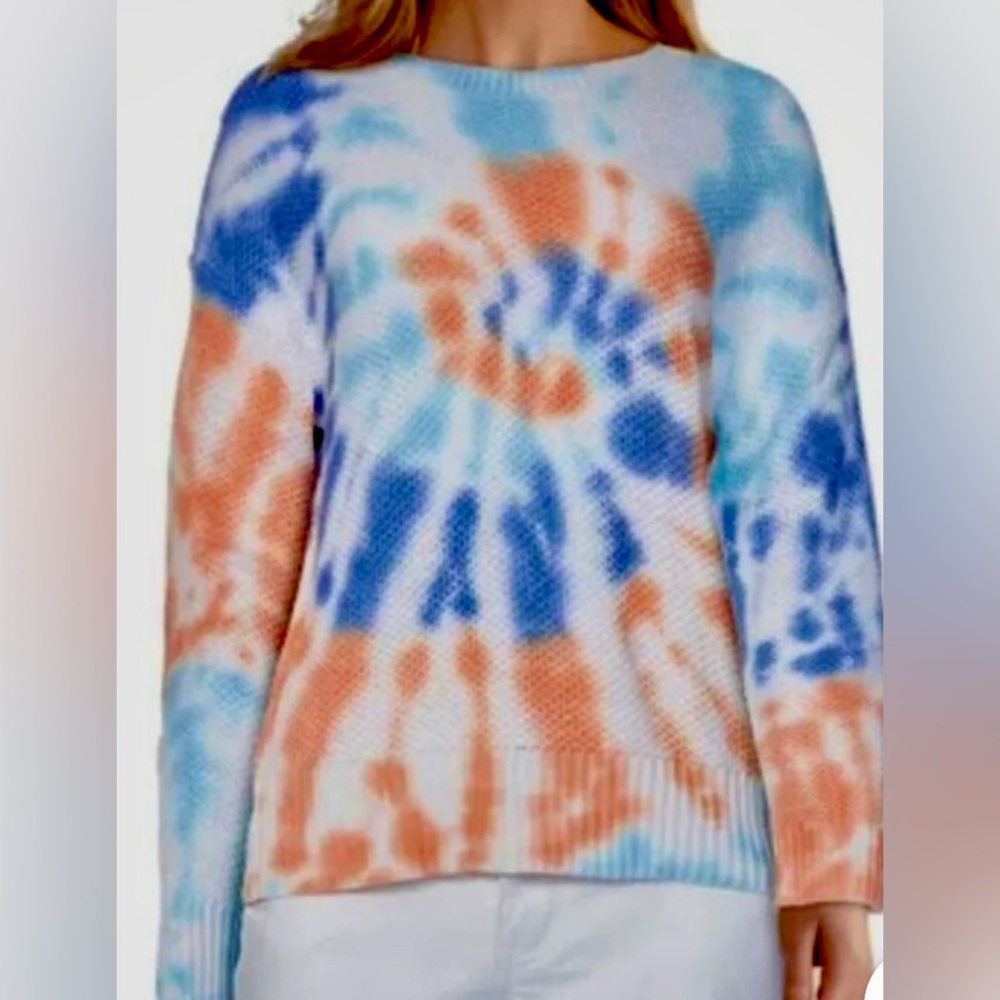 XL Ruby Rd. Blue and Orange Tie-Dye Sweater